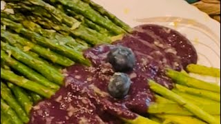 Roasted Asparagus with Creamy Blueberry Sauce #cooking #asparagus #blueberry