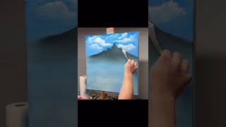 Towering Peaks Bob Ross style artwork #paintingideas #oilpainting #technique #oil #youtubeshorts