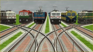 6 TRAINS CROSSING ON BRANCH FORKED RAILROAD CROSSING TRACKS | | Train Animation fumikiri train #1