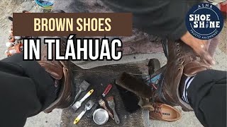 S7E114 Brown boots in tlahuac #ASMR #shoeshine #faustoarizmendi