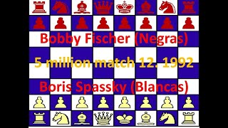 Bobby Fischer (negras) contra Boris Spassky (blancas) 5 million match.  Partida 12 en 1992