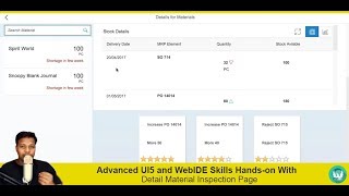 Advance UI5 and WebIDE Skills Hands-on Way with Detail Material Inspection Page