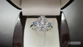 Platinum Engagement Ring with Diamonds and Aquamarines