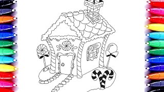 Coloring Book Pages Ginger Bread House Candy House Learn Color For Children