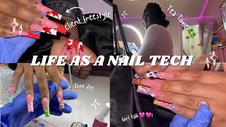 LIFE AS A NAIL TECH VLOG 🩷 $600 DAY, TEA TIME 🐸 , GIRL TALK + MORE🩷