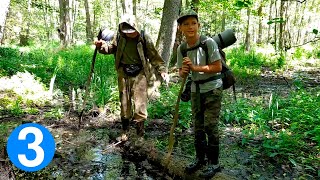 3. Поход в дикий лес с Лёхой и Матвеем. Болото нас отпустило. Нашли место под лагерь