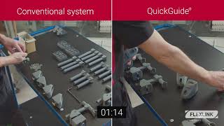 QuickGuide® - next-generation guide rail bracket system compared to conventional systems