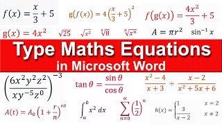 How to write Mathematical Equations/Expressions/Formulas in Microsoft Word  🔥🔥🔥