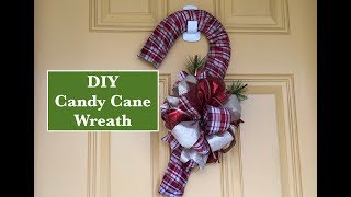 DIY Christmas Candy Cane Wreath with Ribbon Tutorial | Decorate with me for Christmas