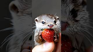 Otter Joy! 🍓🦦 Baby Otter’s Strawberry Love is the Sweetest Thing You’ll See Today! 💖📸