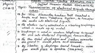 Class10||Define transmission of signals through wires || Physics Chapter 18