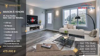 Maison à vendre (475 000 $) - Saint-Jean-sur-Richelieu - Équipe Quirion Jérôme