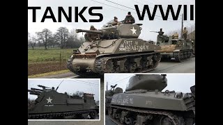 Tanks driving in town / Defilé in Manhay - Battle of the Bulge convoy for the 75th anniversary