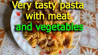 Very tasty pasta with meat and vegetables