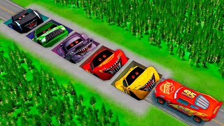 Mega McQueen EXE & Mater EXE & Chick Hicks EXE & Storm EXE Pit Vs Big & Small Mcqueen! Beamng Battle