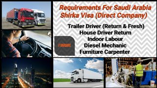 New Jobs in Saudi Arabia 2022 Trailer Driver House Driver Labour Diesel Mechanic Furniture Carpenter