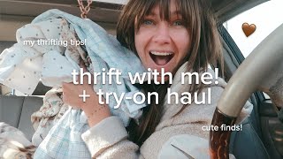 Thrift with me 🤎 Try-on Haul + My 3 Thrift Tips!