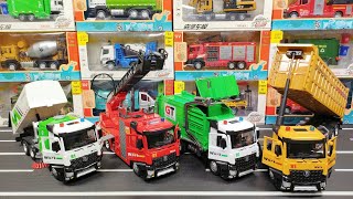 Review Of Diecast Trucks Of Road Sweeper Truck, Fire Truck, Garbage Truck, Trailer Truck