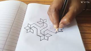 7*1 dots simple kolam design/daily kolam design/begginers kolam design/dots rangoli kolam design..