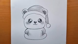 como desenhar um urso de natal facilmente com lápis | DESENHOS FOFOS DE NATAL