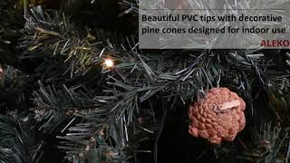 7 Foot Pre-Lit Artificial Christmas Tree with Pine Cones by Aleko