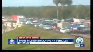 52 hurt in 47-car pile up on highway in Florida ДТП с участием 47 машин