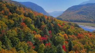 Crawford Notch in Full Fall Foliage, Best Spot in the White Mountains  | 4K Drone Footage