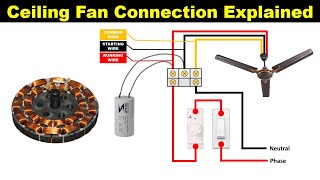 Ceiling Fan Connection of Three Wire  and Four Wire With Capacitor @TheElectricalGuy