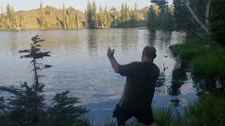 skipping rocks at Susie Lake  | Hise Hikers