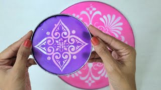 Quick and Easy Rangoli designs with stencil | Latest Rangoli design  | Simple Rangoli design