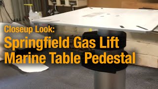 Closeup of Springfield Gas Lift Table Pedestal for Airstream RVs/Boat use as a Dinette Table Support