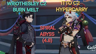 (4.8) Wriothesley(C2) BurnMelt & Itto(C2) Hypercarry | Genshin Impact