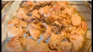 Bake boneless skinless chicken with just garlic and herb