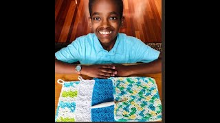 Slanted Granny Square Dishcloth with Jonah's Hands.