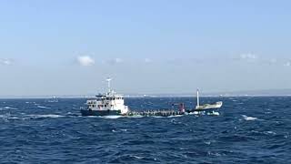 Life of small ship in the rough seas