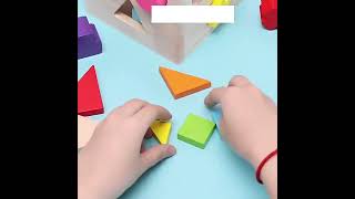 Wooden Tangram Montessori Educational Toddlers Toys for Kids baby early Learning Matching Shapes