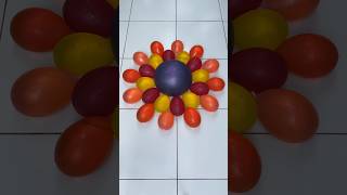 Pop big purple balloons and small yellow, red, pink, orange balloons || asmr reverse video