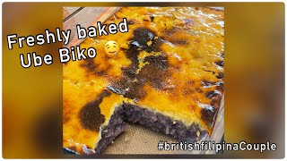 Ube Biko with Custard toppings | Pinay in UK | British-Filipina Couple