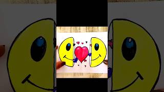 SURPRISE FOLDING A HEART IN AN EMOJI DRAWING / EMOJİ İÇİNDE KALP ÇİZİMİ #shorts #short  #shortvideo