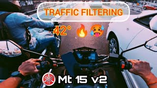 TRAFFIC FILTERING With Mt 15 v2 || City Ride With Mt 15 V2 #mt15 #yamaha