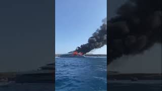 M/Y ARIA SF onfire in #formentera 😥😥46m built in 2022 by ISA YachtHope everyone is ok!