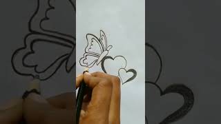 beautiful love ❤️ symbol with butterfly drawing ఎలా ఉందో చూసి చెప్పండి || #viral #ytshorts