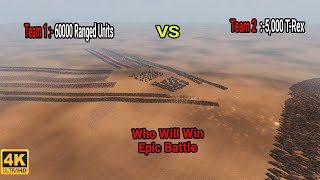 5000 T REX vs 60000 Ranged Units & Ranged Soldiers - Ultimate Epic Battle Simulator 2 #uebs2