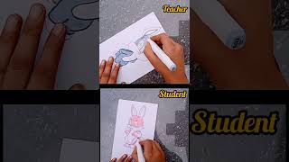 student vs teacher drawing challenge / student vs teacher drawing shorts ( part 1)#shorts