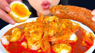 ASMR SEAFOOD BOIL SAUSAGE, EGGS & SHRIMP (EATING SOUNDS) MUKBANG | ASMR Phan