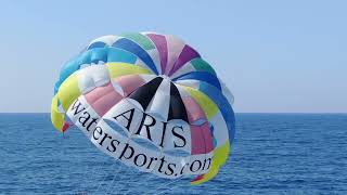 Parasailing drone footage from Aris Water Sports