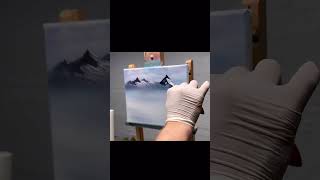 Mini Winter Bob Ross Style Landscape Oil Painting #art #artist #artwork #painting #bobross #howto