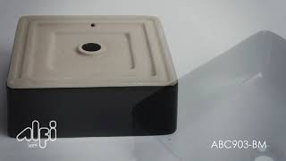 ALFI brand ABC903-BM Black Matte 16" Modern Square Above Mount Ceramic Sink