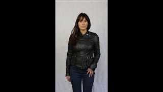 Women's Asymmetric Black Croc Leather Jacket - Rio