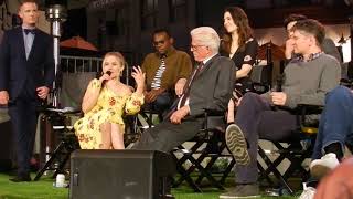 The Good Place FYC Panel q and a on the set. Kristen Bell, Ted Danson